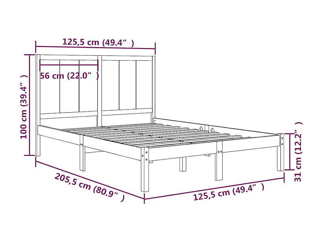 Bedframe zonder matras massief grenenhout 120x200 cm