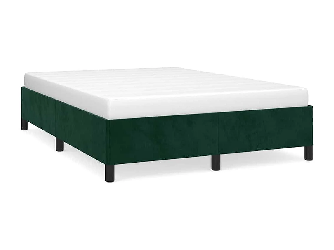 Cadre de lit sans matelas vert foncé 140x190 cm velours