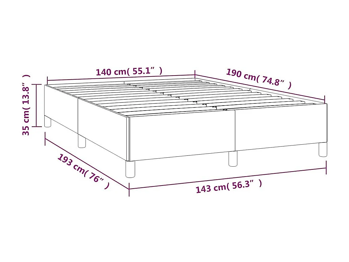 Cadre de lit sans matelas vert foncé 140x190 cm velours