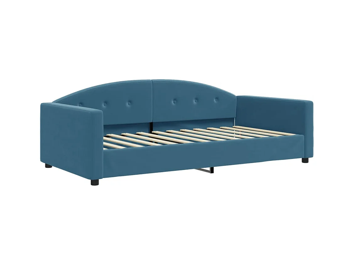 Divano Letto Estraibile con Cassetti Blu 100x200 cm in Velluto