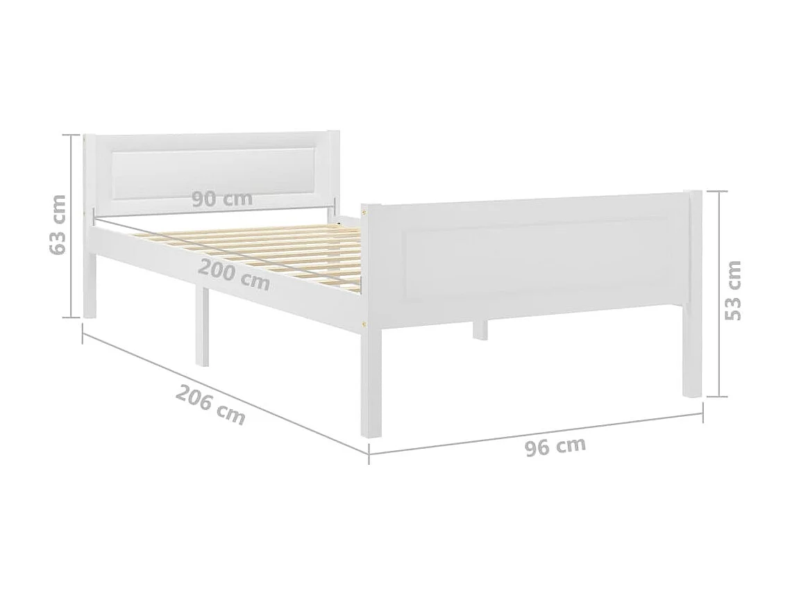 Cadre de lit Bois de pin massif Blanc 90x200 cm