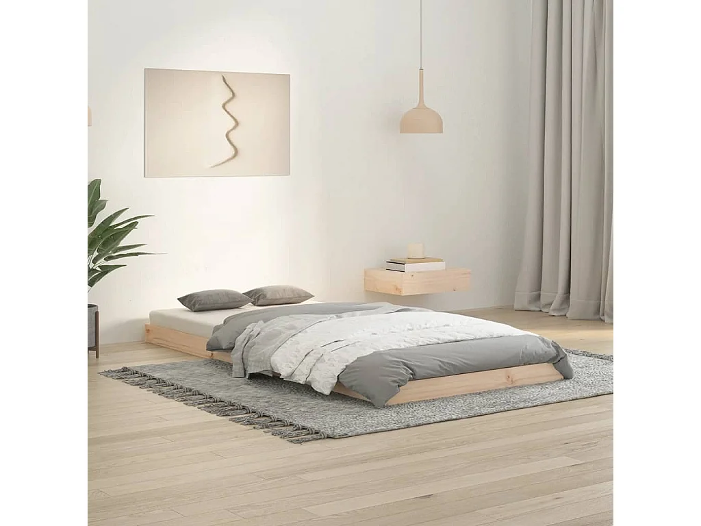 Estructura de cama madera maciza de pino 90x200 cm