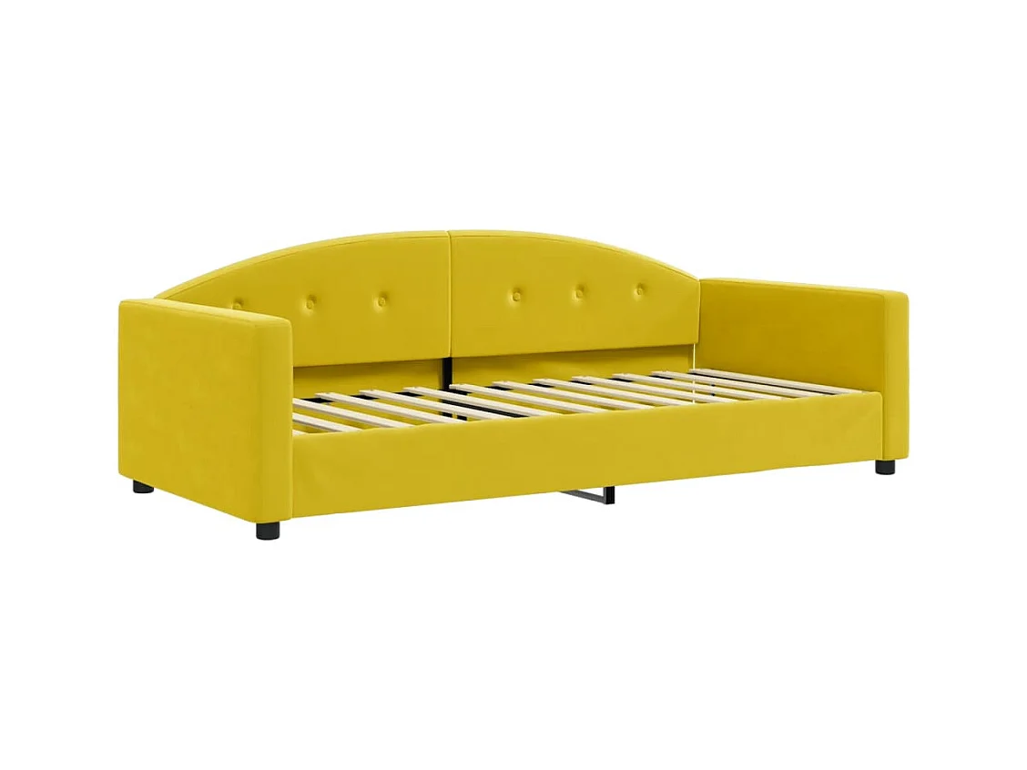 Divano Letto Estraibile con Cassetti Giallo 90x200cm in Velluto