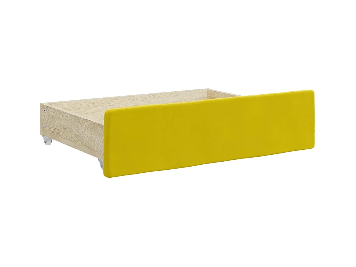 Divano Letto Estraibile con Cassetti Giallo 90x200cm in Velluto