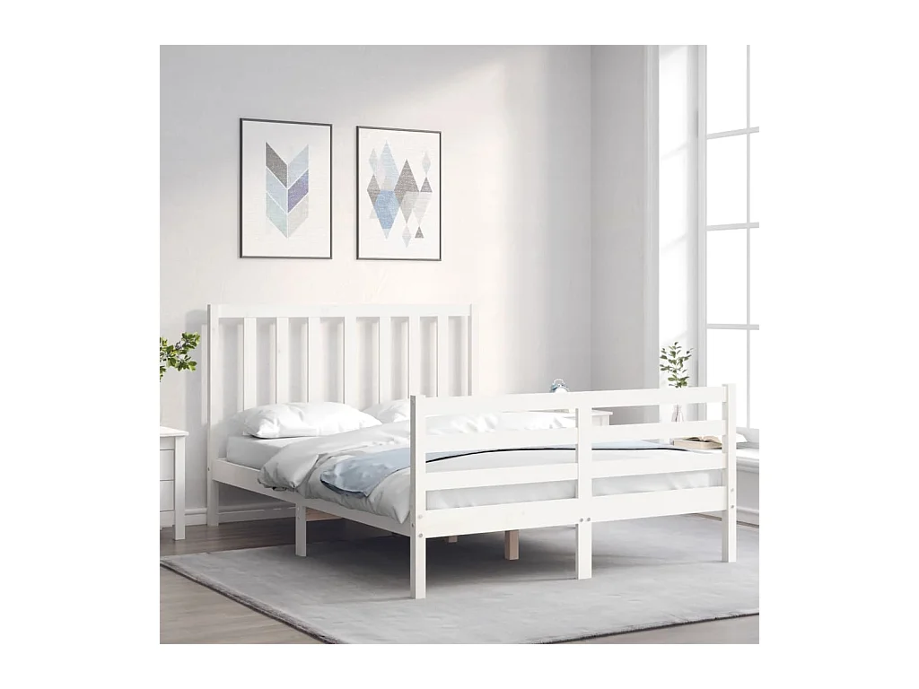 Bedframe zonder matras massief grenenhout wit 120x200 cm