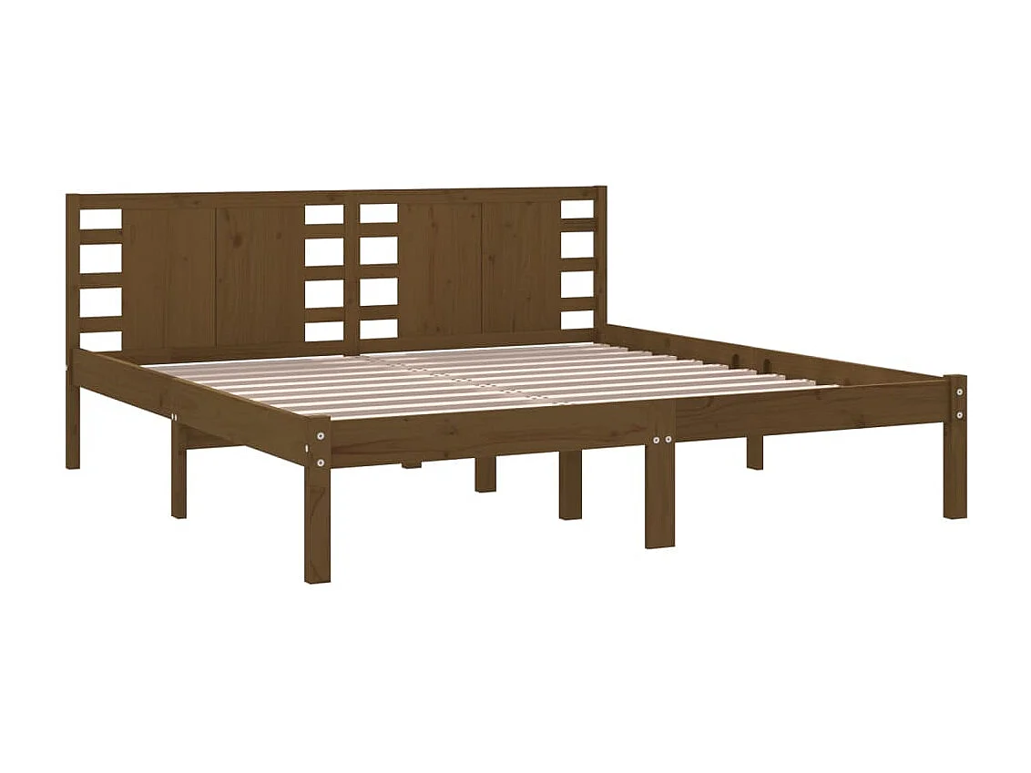 Cadre de lit sans matelas marron miel 200x200cm bois pin massif