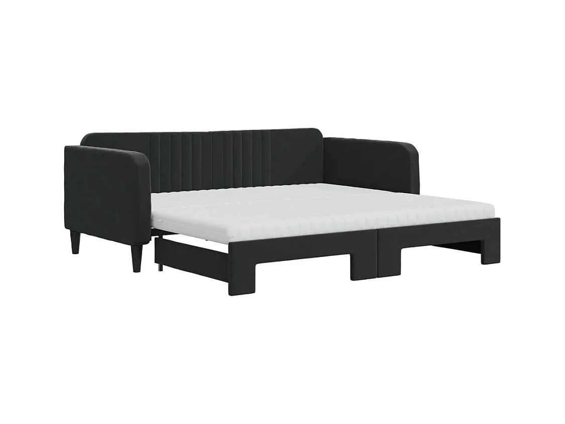 Divano Letto Estraibile con Materassi Nero 90x190 cm Velluto