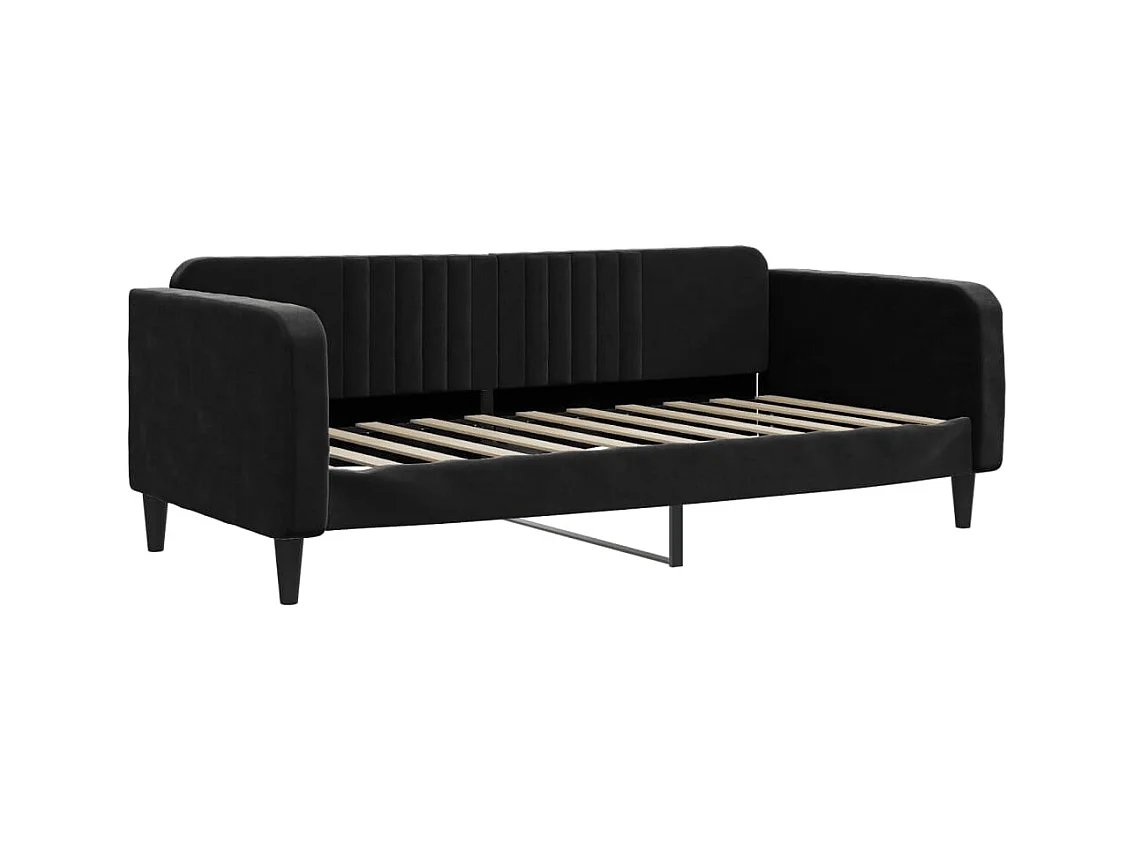 Divano Letto Estraibile con Materassi Nero 90x190 cm Velluto