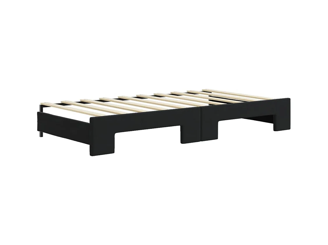Divano Letto Estraibile con Materassi Nero 90x190 cm Velluto