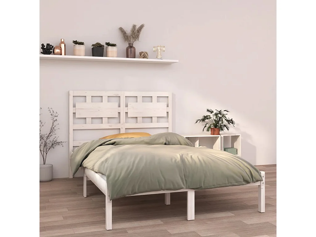 Cadre de lit sans matelas blanc 140x200 cm bois massif