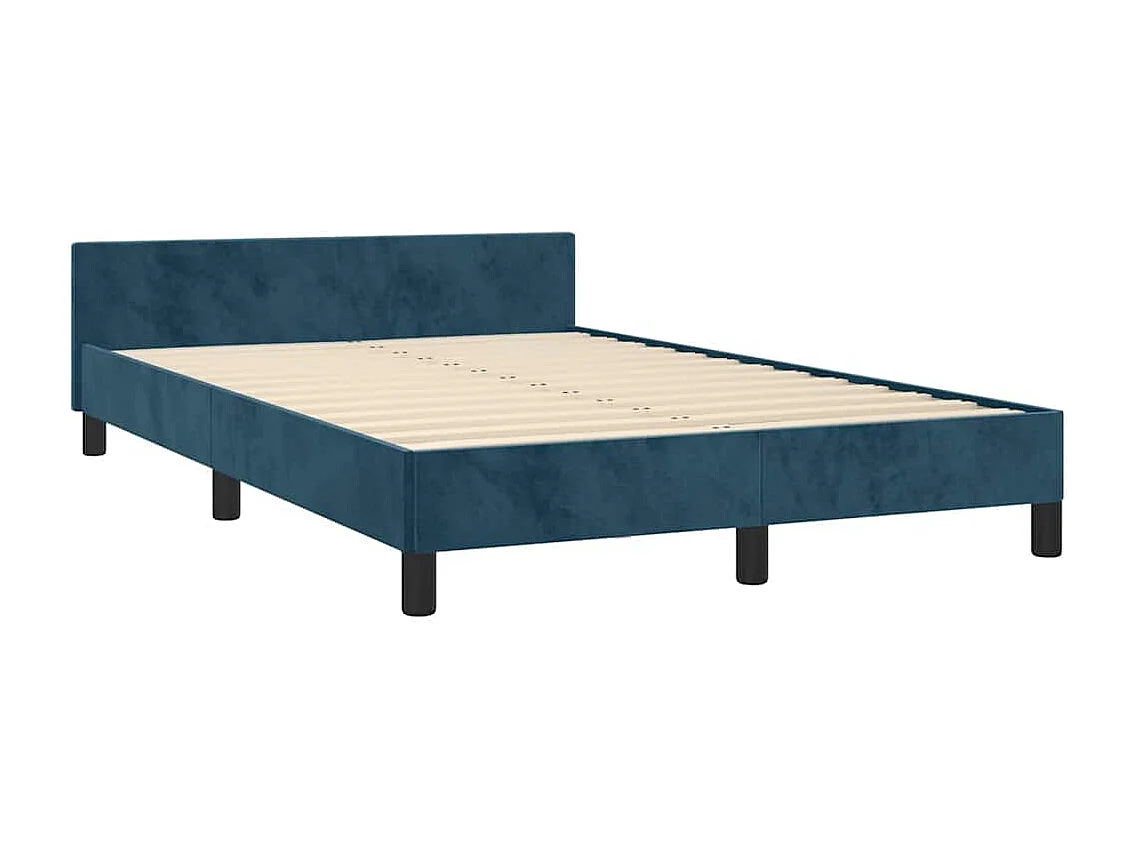 Cadre de lit sans matelas bleu foncé 120x200 cm velours