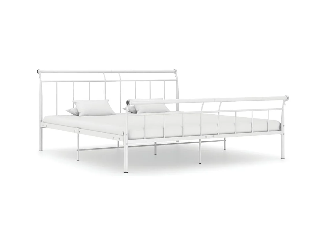 Cadre de lit sans matelas blanc métal 200x200 cm