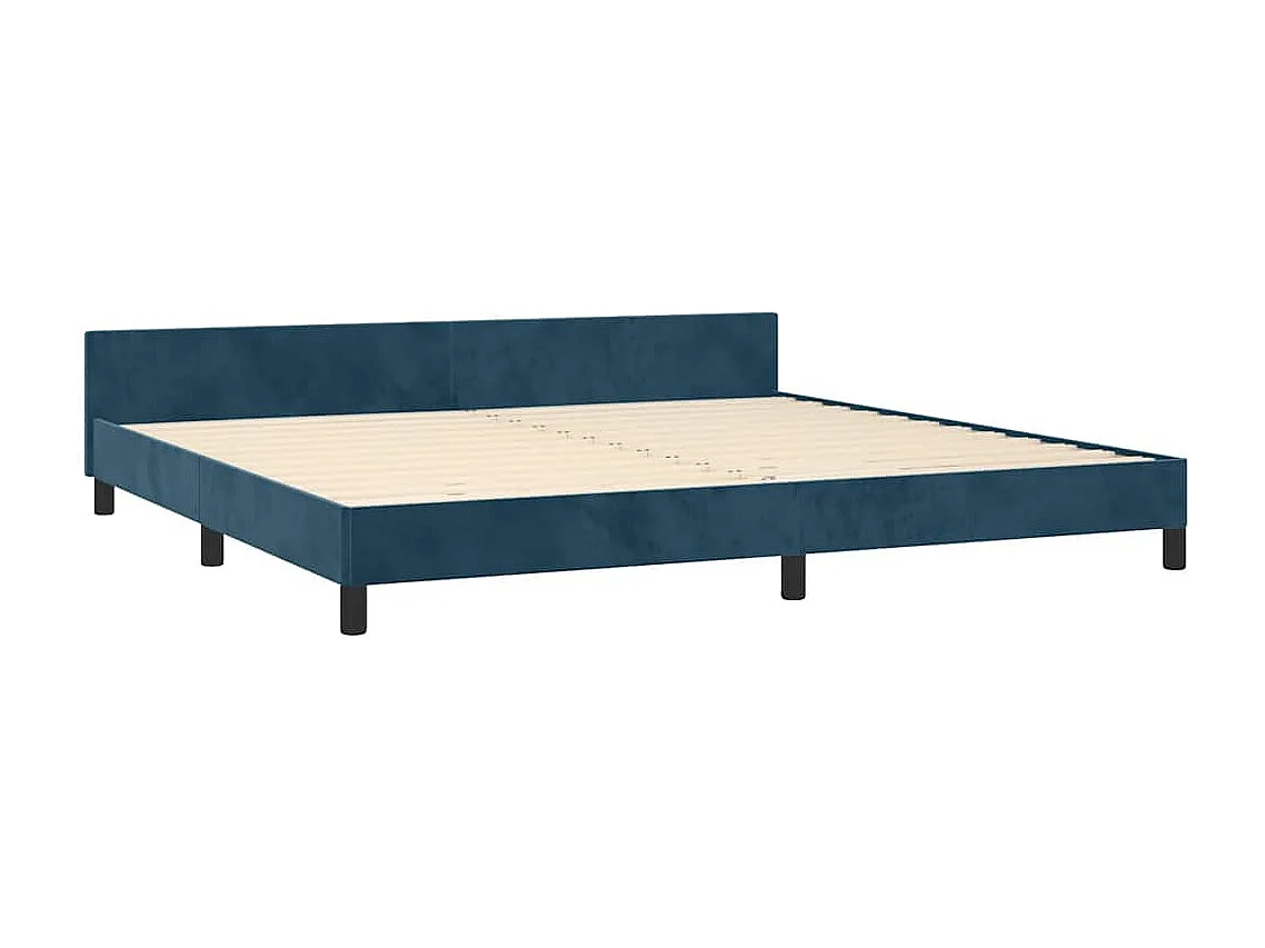 Cadre de lit sans matelas bleu foncé 200x200 cm velours