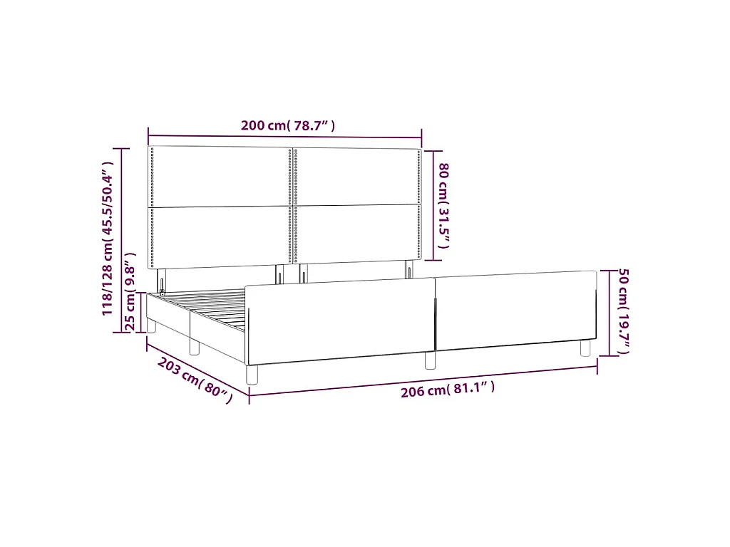 Giroletto senza Materasso Blu Scuro 200x200 cm in Velluto