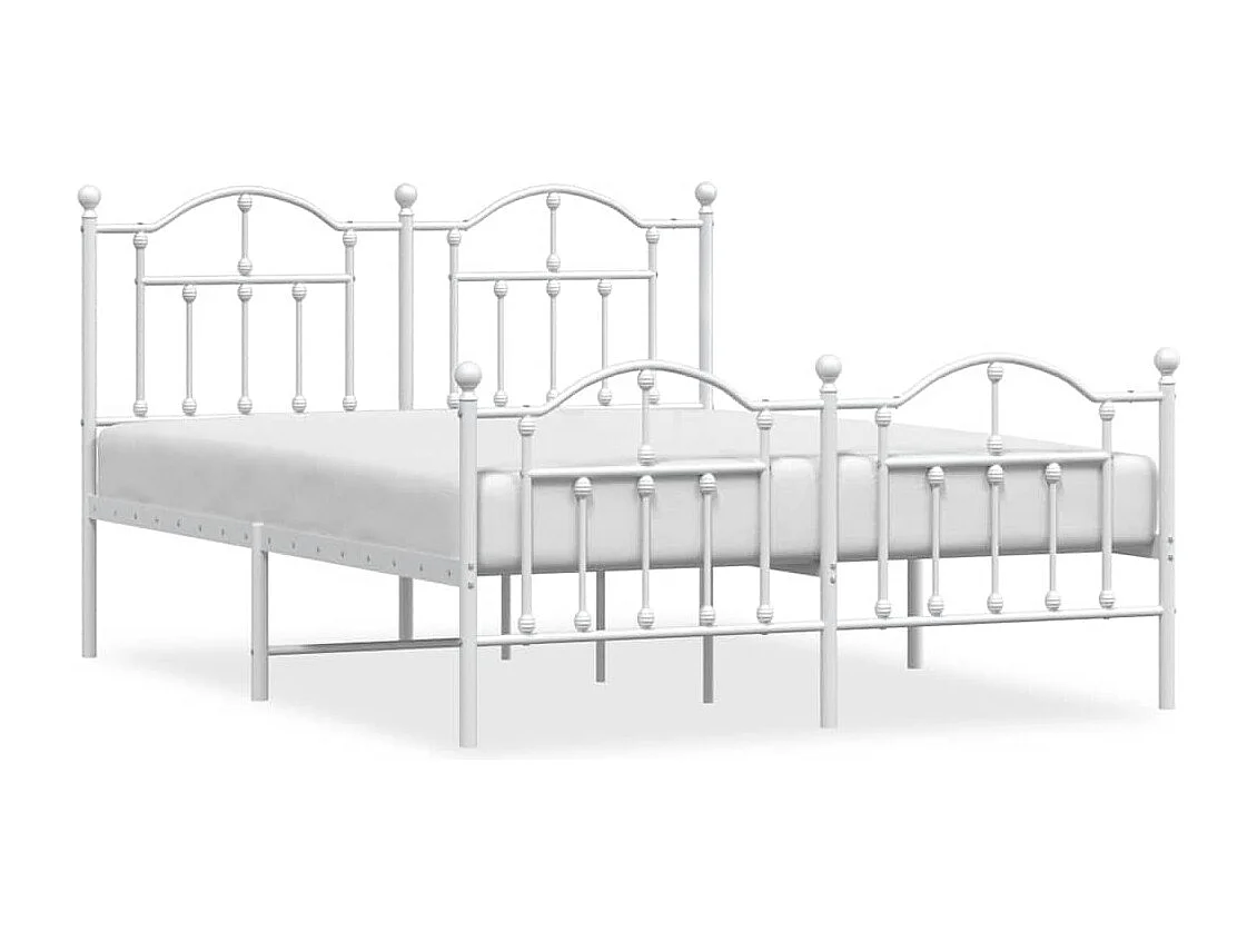 Giroletto con Testiera e Pediera Metallo Bianco 150x200 cm