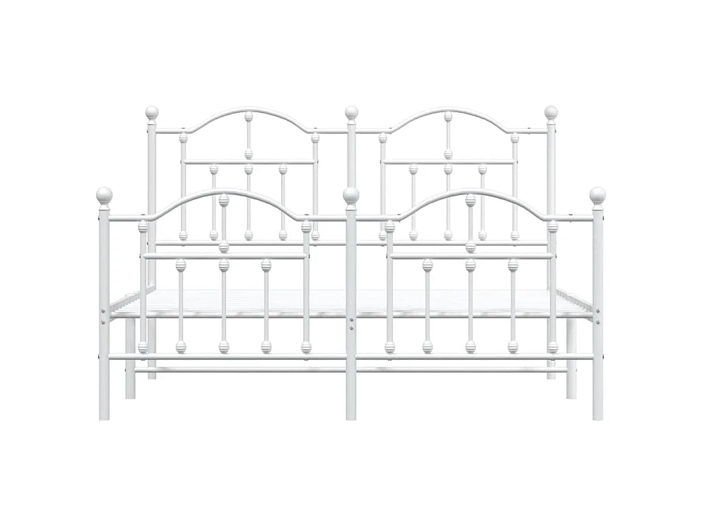 Cadre de lit métal sans matelas et pied de lit blanc 150x200 cm