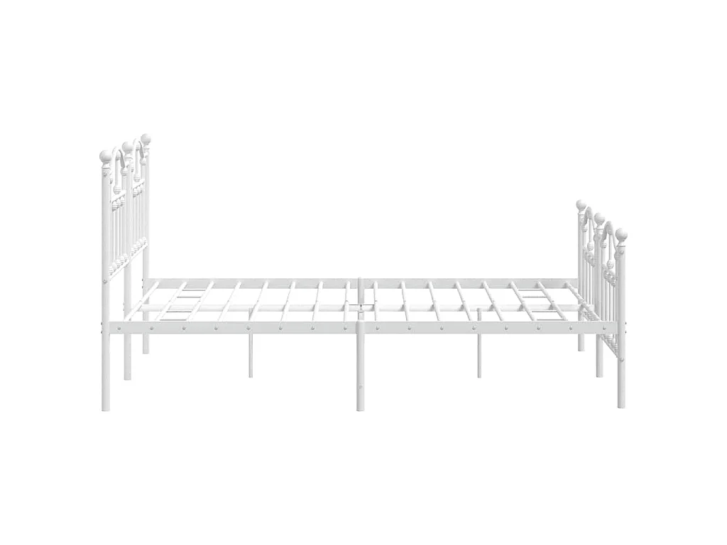 Cadre de lit métal sans matelas et pied de lit blanc 150x200 cm