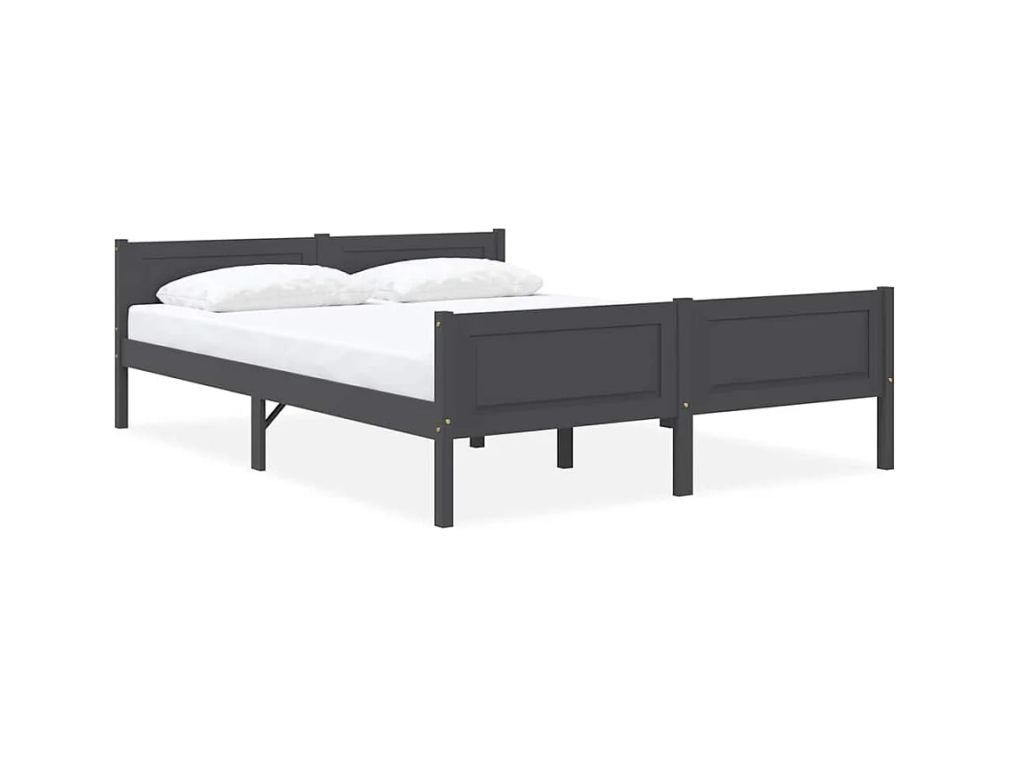Cadre de lit sans matelas bois massif de pin gris 140x200 cm