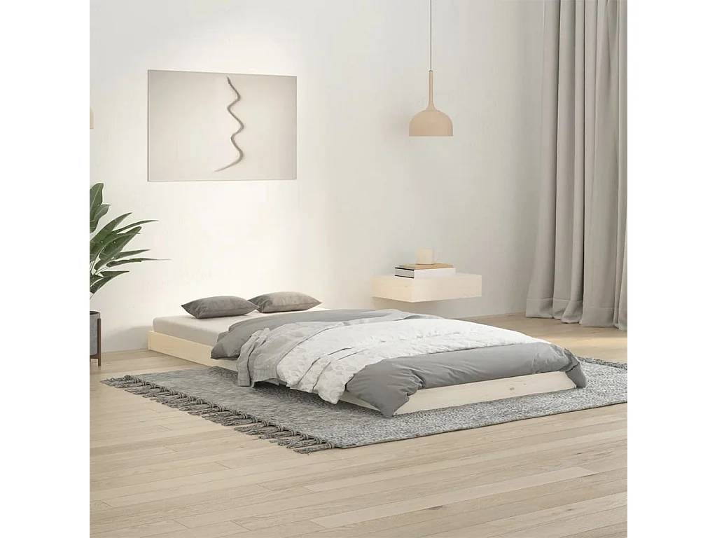 Bedframe massief grenenhout wit 90x200 cm