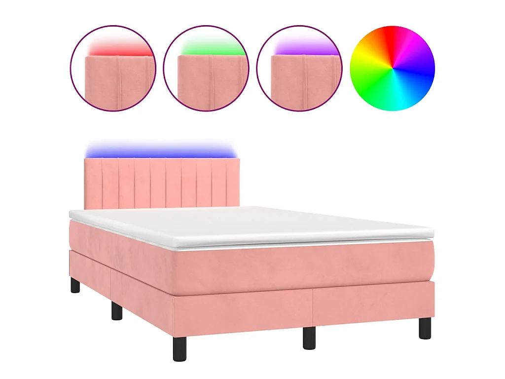 Sommier à lattes de lit avec matelas et LED Rose 120x200cm