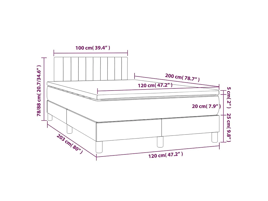 Sommier à lattes de lit avec matelas et LED Rose 120x200cm