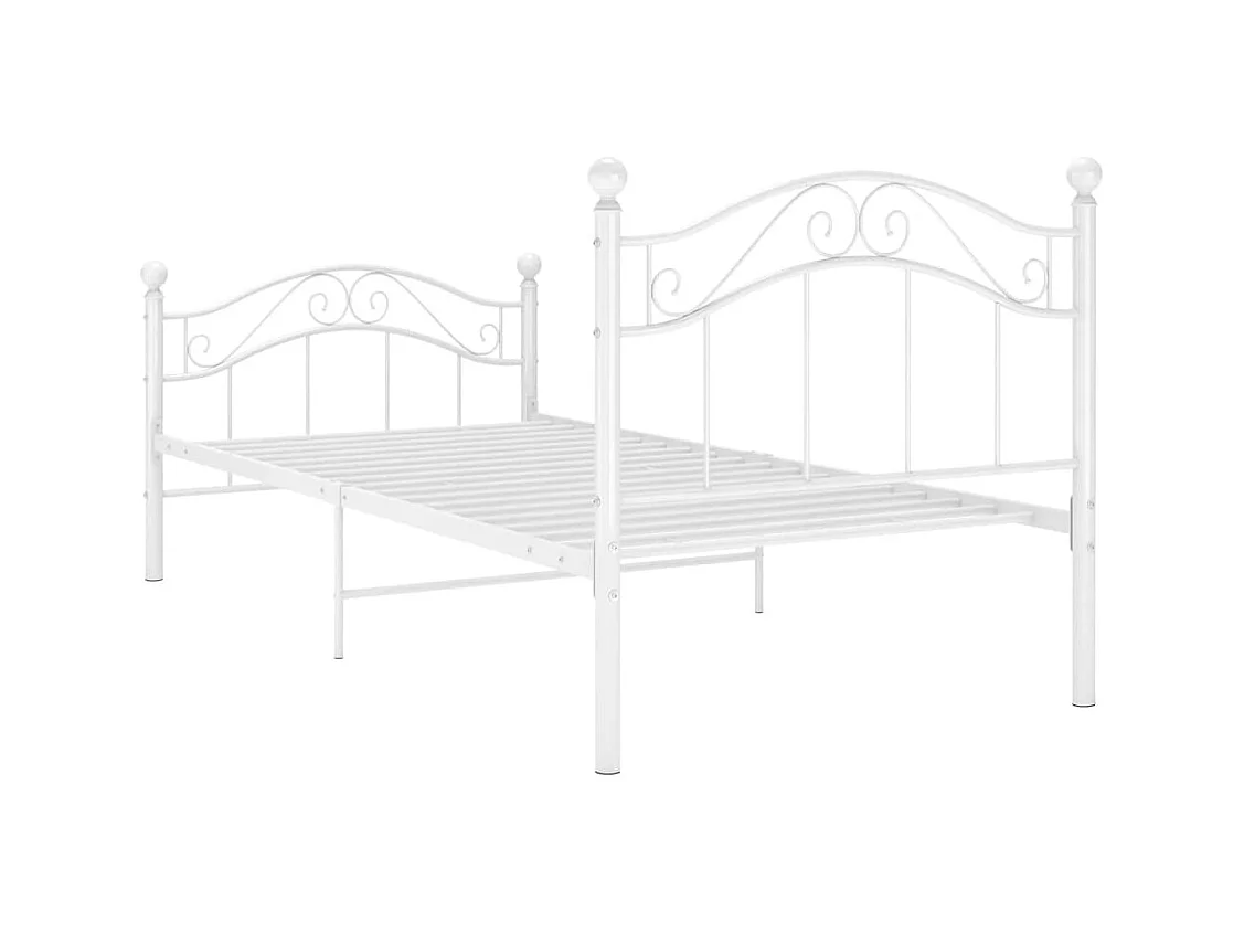 Cadre de lit sans matelas blanc métal 90x200 cm