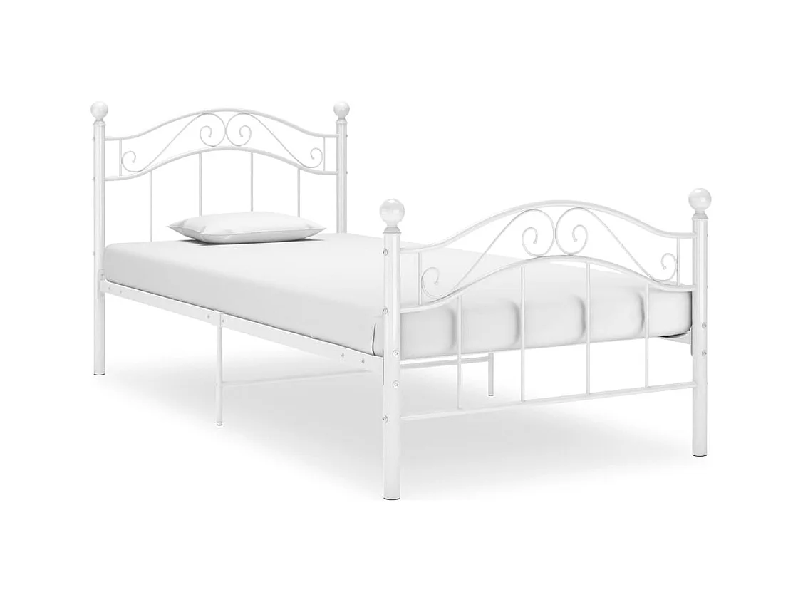 Cadre de lit sans matelas blanc métal 90x200 cm