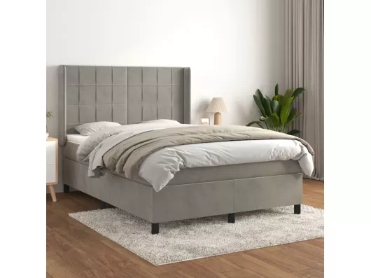 Kauf Unique Boxspringbett mit Matratze Hellgrau 140x190 cm Samt