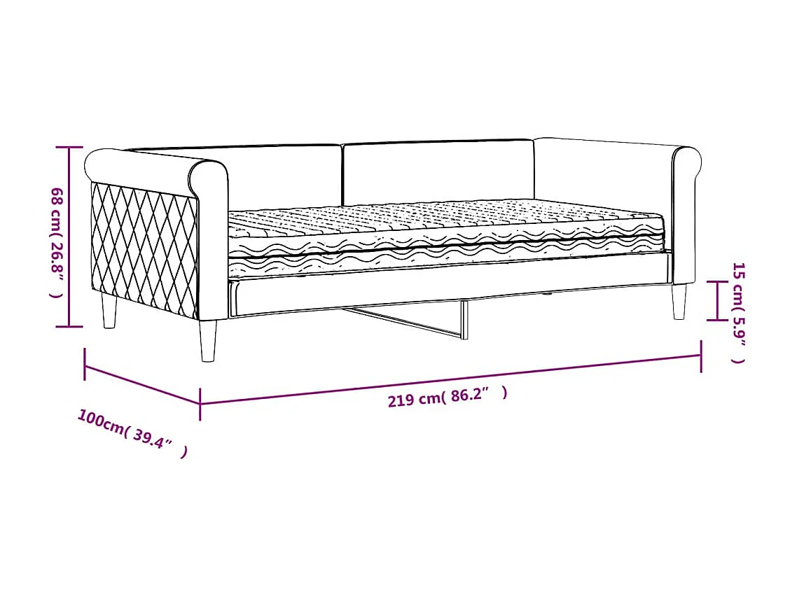 Divano Letto con Materasso Grigio Chiaro 90x190 cm in Velluto