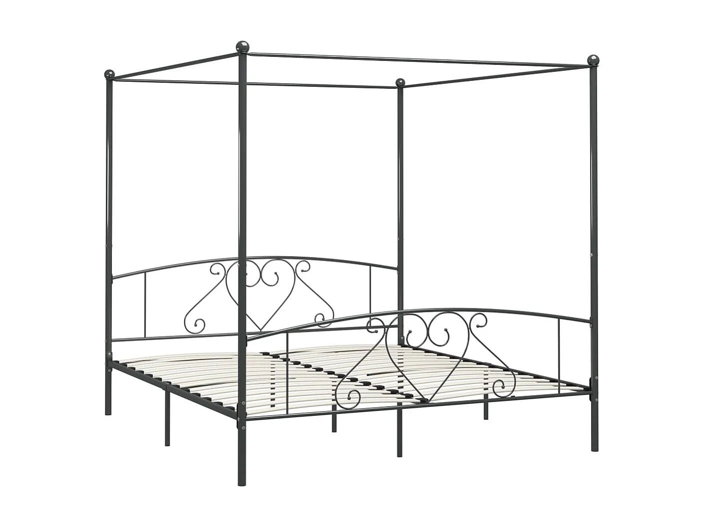 Cadre de lit à baldaquin sans matelas gris métal 180x200 cm