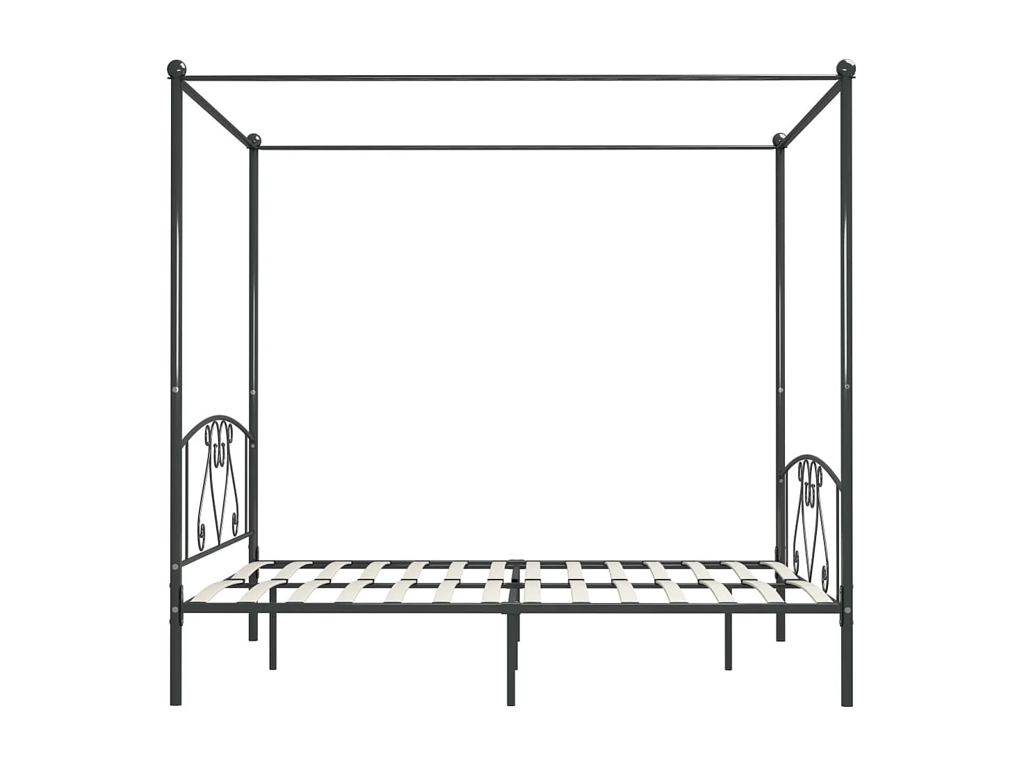 Cadre de lit à baldaquin sans matelas gris métal 180x200 cm