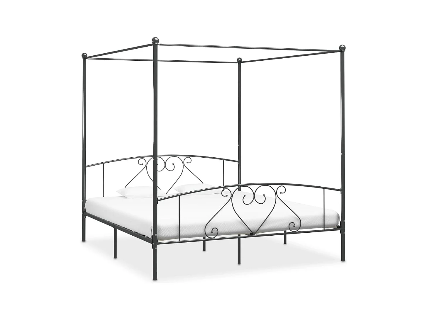 Cadre de lit à baldaquin sans matelas gris métal 180x200 cm
