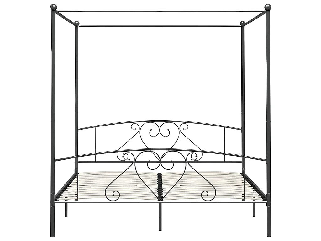 Cadre de lit à baldaquin sans matelas gris métal 180x200 cm