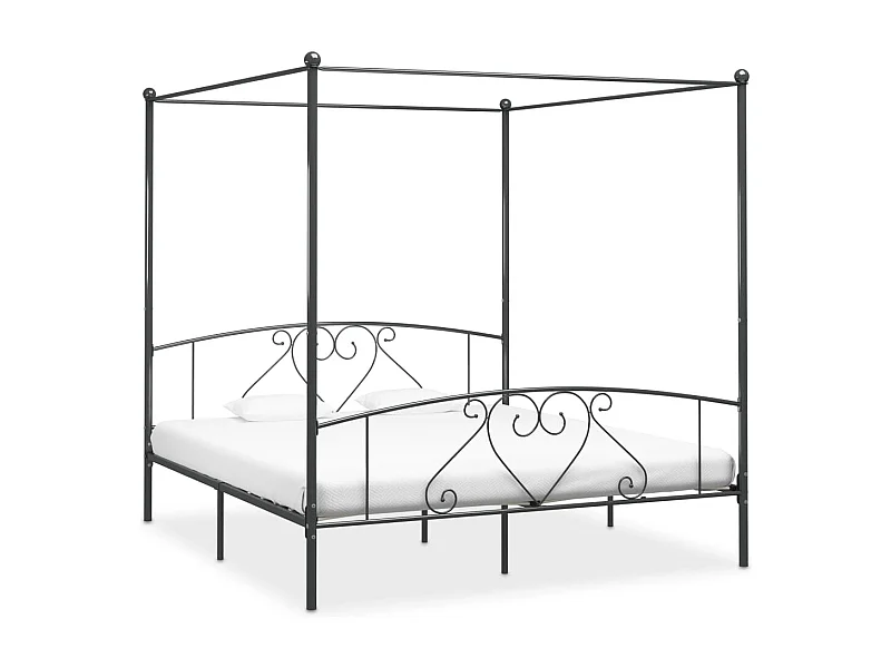 Himmelbett-Gestell Grau Metall 180 x 200 cm