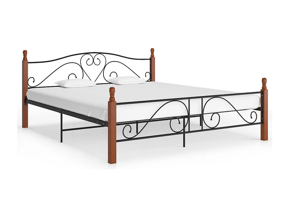 Cadre de lit sans matelas noir métal 180x200 cm