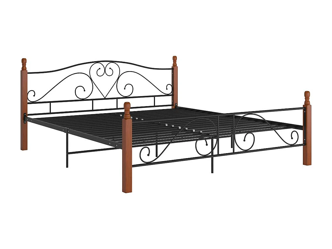 Cadre de lit sans matelas noir métal 180x200 cm