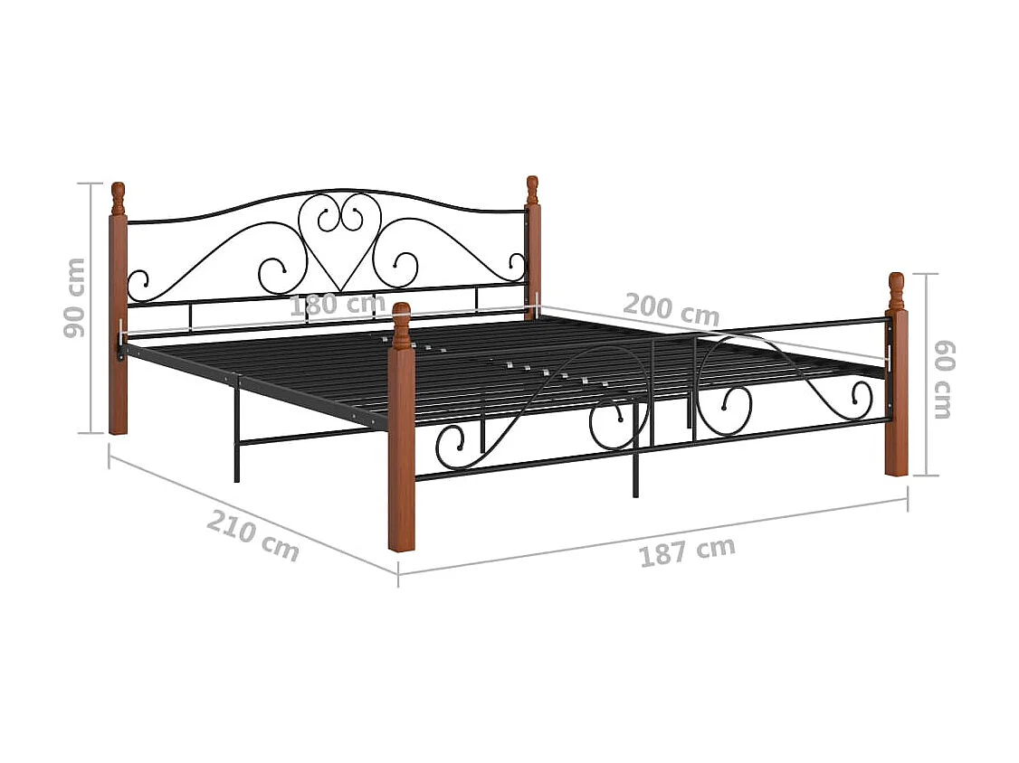 Cadre de lit sans matelas noir métal 180x200 cm