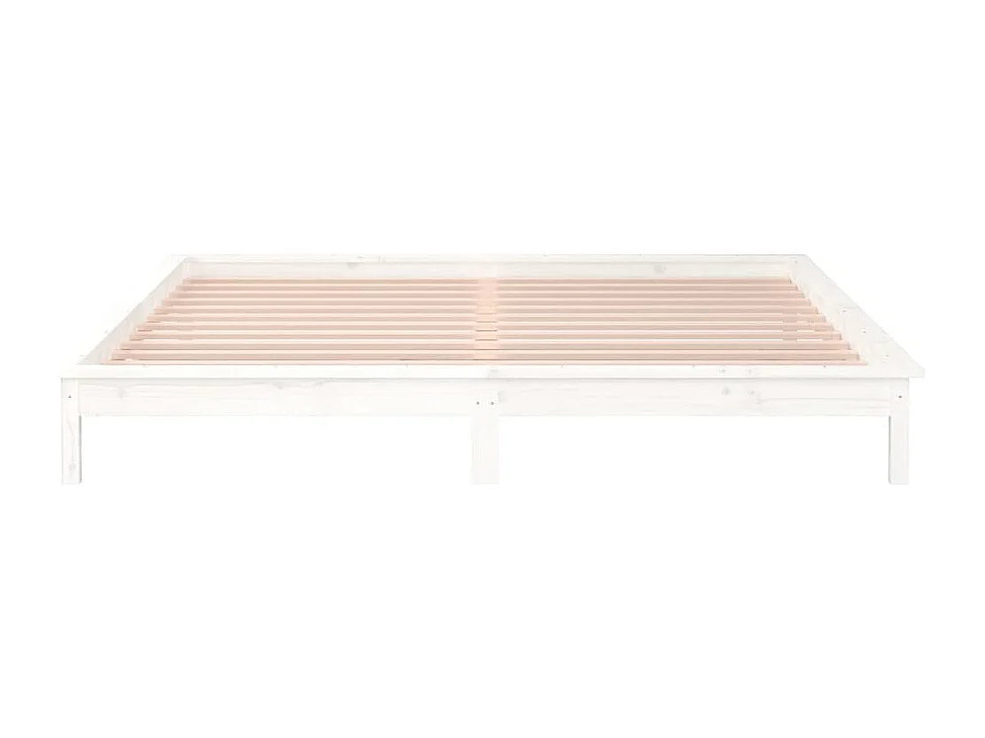 Cadre de lit à LED sans matelas blanc 200x200 cm bois massif