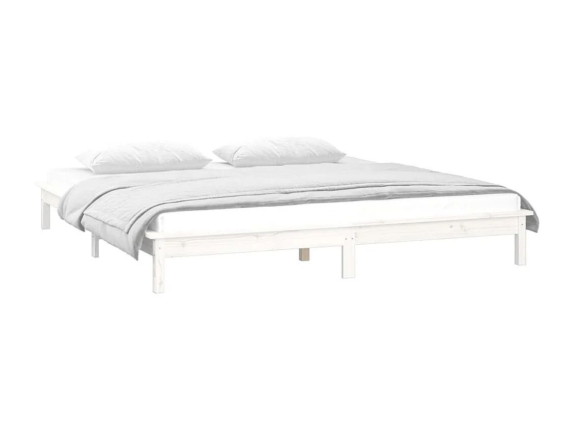 Cadre de lit à LED sans matelas blanc 200x200 cm bois massif