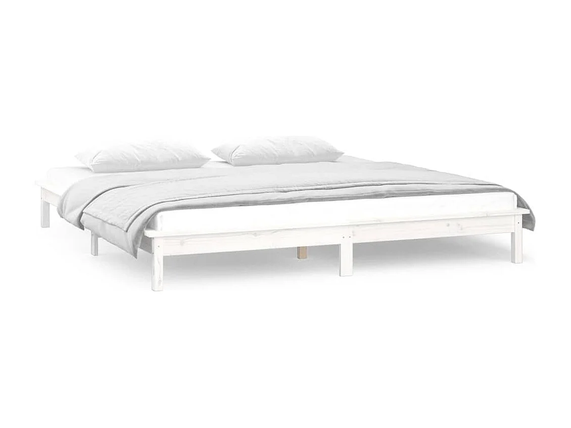 Cadre de lit à LED sans matelas blanc 200x200 cm bois massif