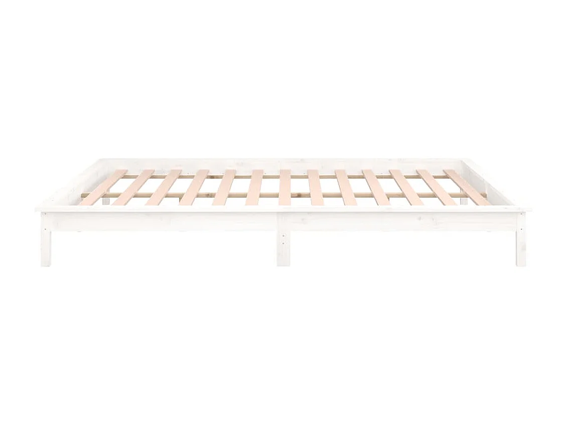Cadre de lit à LED sans matelas blanc 200x200 cm bois massif
