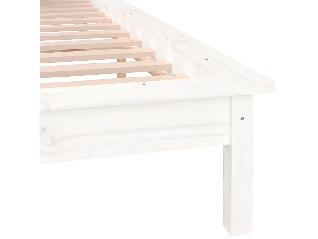 Cadre de lit à LED sans matelas blanc 200x200 cm bois massif