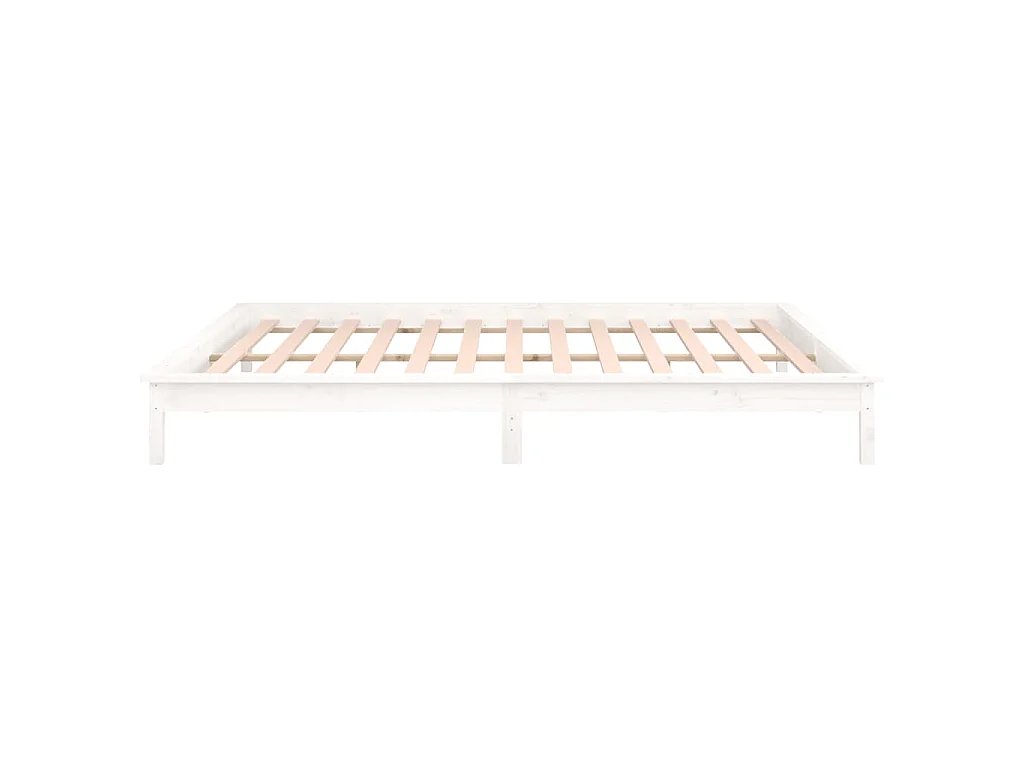 Cadre de lit à LED sans matelas blanc 200x200 cm bois massif