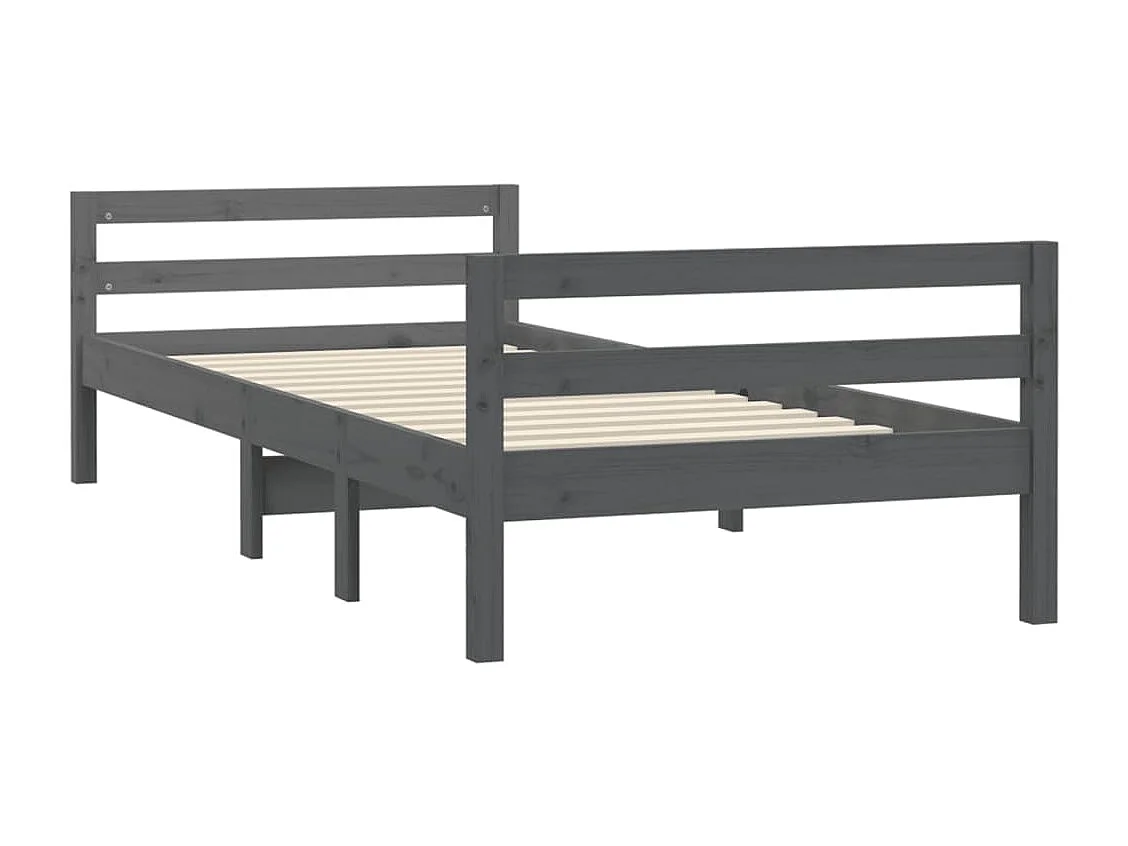 Cadre de lit sans matelas gris 90x200 cm bois de pin massif