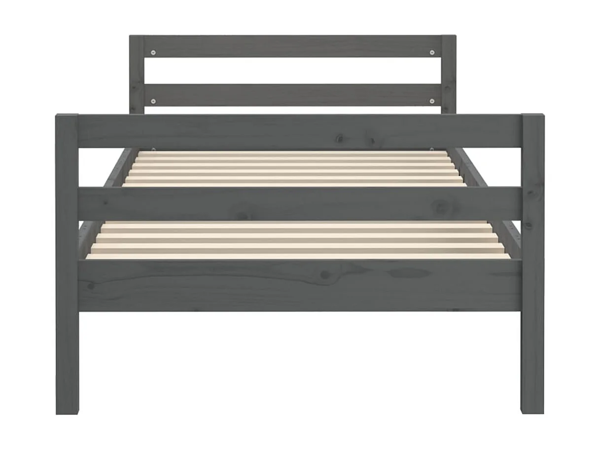Cadre de lit sans matelas gris 90x200 cm bois de pin massif