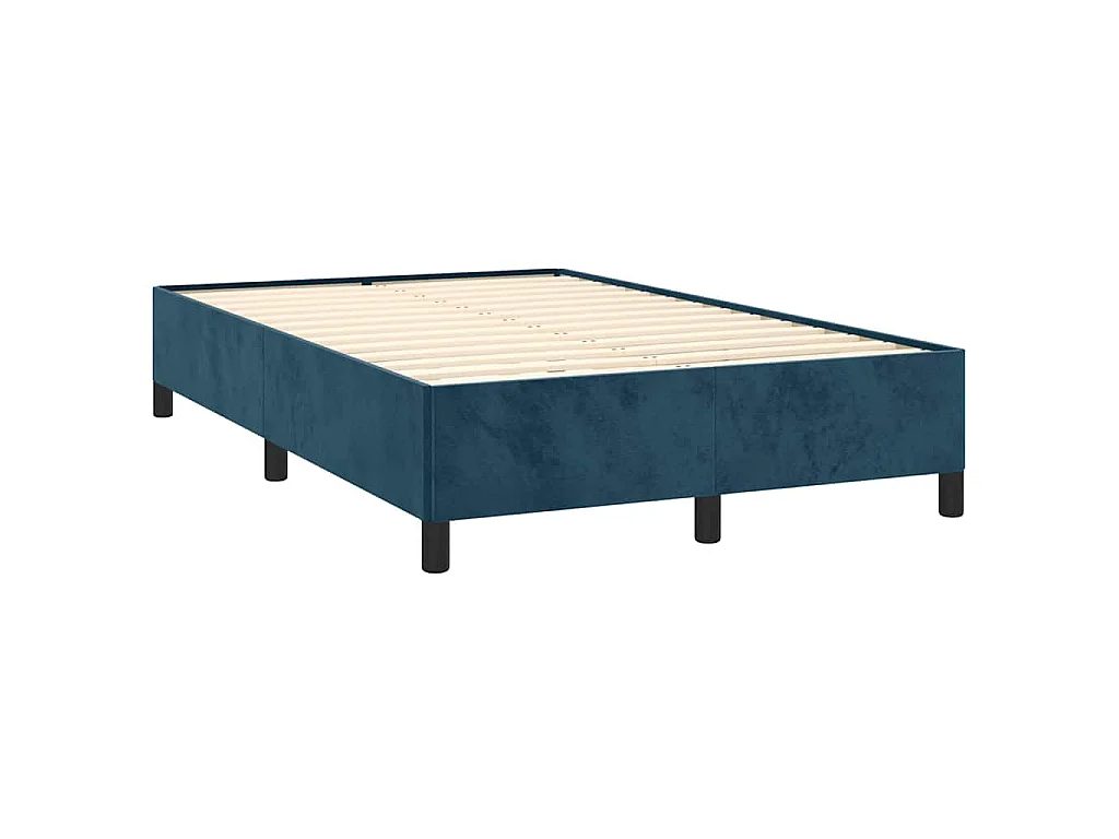 Cadre de lit sans matelas bleu foncé 120x200 cm velours