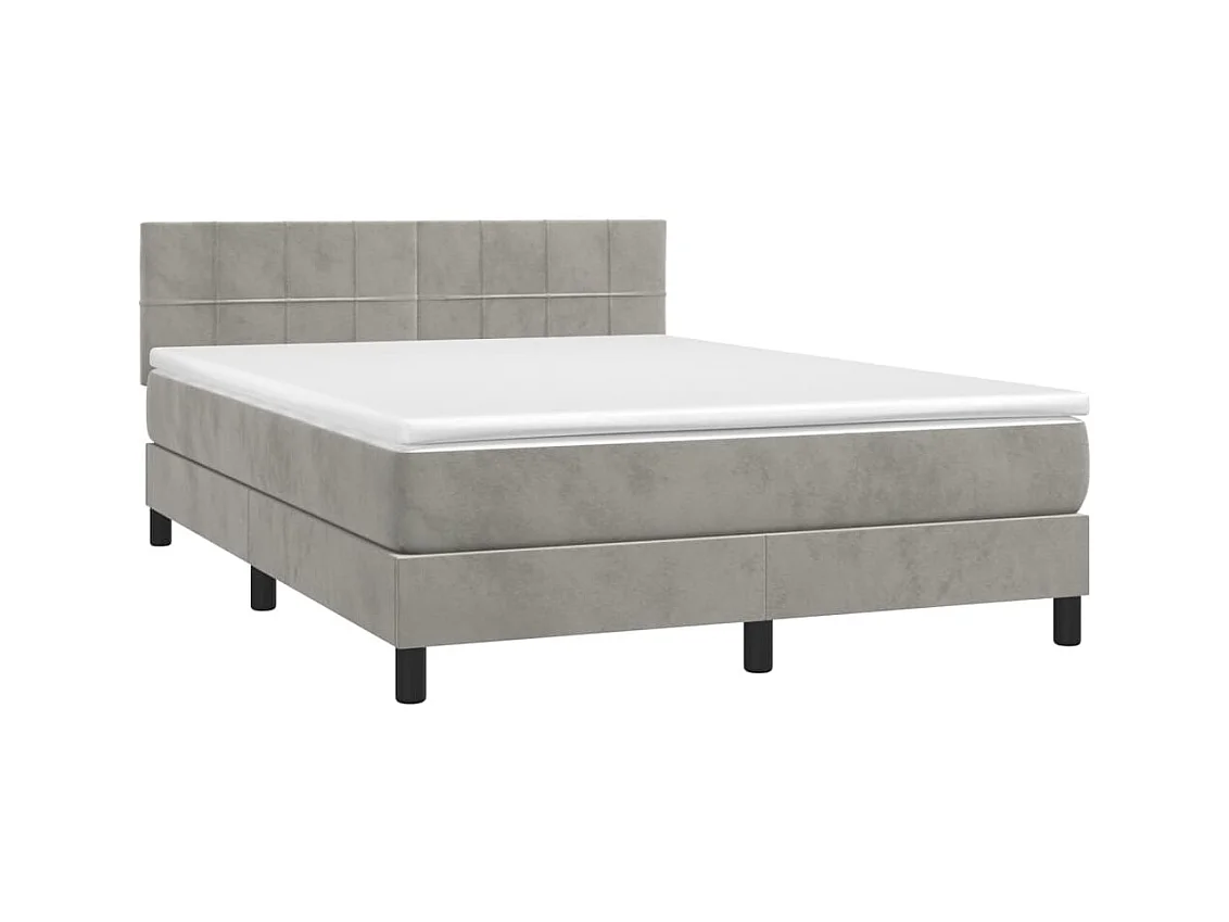 Sommier à lattes de lit avec matelas LED Gris clair 140x190 cm