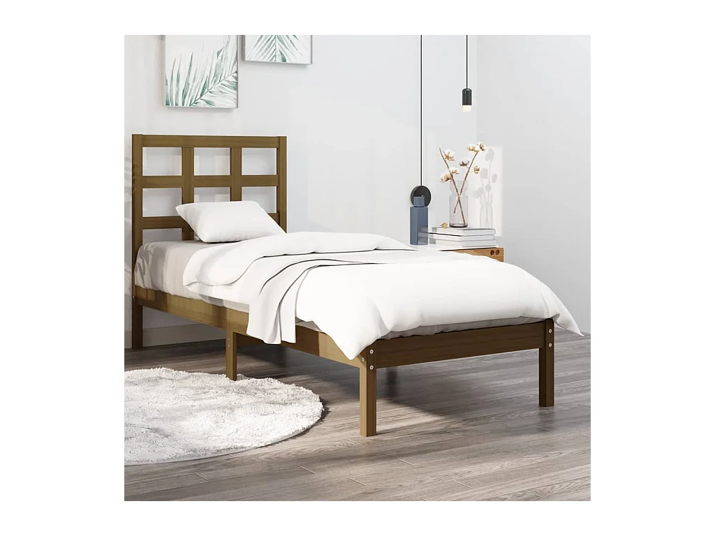 Estructura de cama madera maciza marrón miel 100x200 cm
