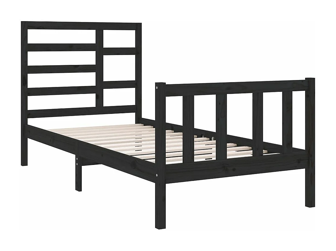 Estructura de cama individual madera maciza negra 90x190 cm