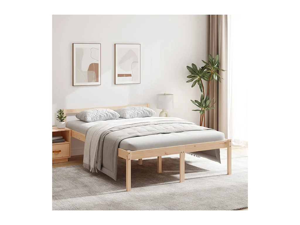 Lit pour personne âgée sans matelas 140x190 cm bois pin massif
